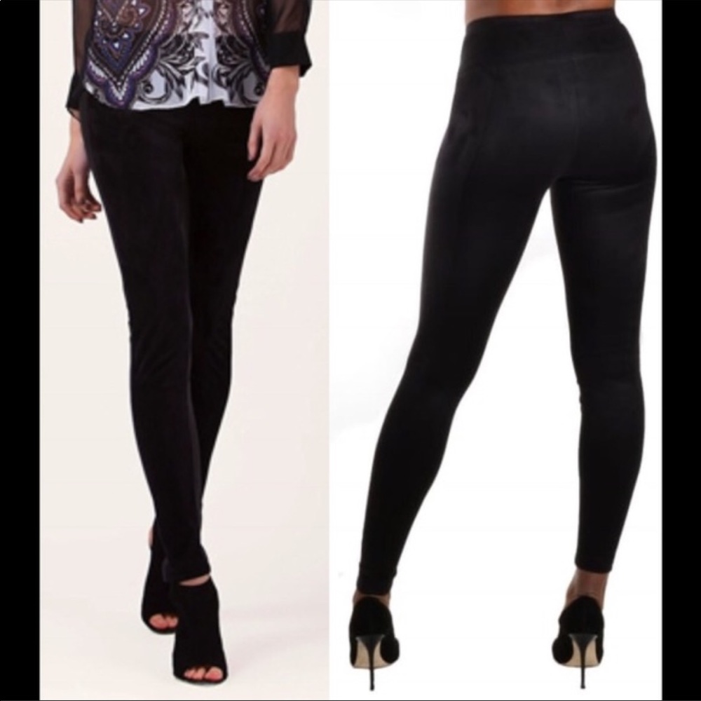 Hale Bob Faux Suede Paneled Leggings - Picture 1 of 6